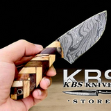 Best Damascus Skinning Knife for Deer – 8" Rosewood