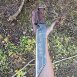 Seax Blade with Engraved High-Carbon Steel & Rosewood Guard