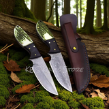 Custom Damascus Hunting Knife 8.5" Elk Horn & Rosewood