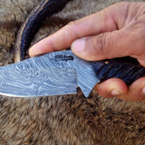 Custom Damascus Steel Field Dressing Deer Skinning Knife with Exotic Pakka Wood Handle – 8.5 Inch Hunting Knife