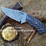 Custom Damascus Steel Field Dressing Deer Skinning Knife with Exotic Pakka Wood Handle – 8.5 Inch Hunting Knife