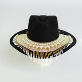 Gold Cascading Beaded Hat Necklace