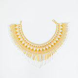 Gold Cascading Beaded Hat Necklace