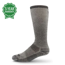 Over-the-calf heavyweight socks, gray heather knit with cushioned heel and toe
