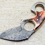KBS Knives Store Full Tang Damascus Steel Tactical Knife with Burn Bone Handle