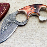 KBS Knives Store Full Tang Damascus Steel Tactical Knife with Burn Bone Handle