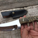 Custom Handmade D2 Steel Hunting Knife with Mountain Sheep Horn Handle – 8.5" | KBS Knives