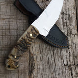 Custom Handmade D2 Steel Hunting Knife with Mountain Sheep Horn Handle – 8.5" | KBS Knives
