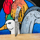 Custom Handmade Raindrop Damascus Steel Hunting Knife
