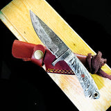 Custom Handmade Raindrop Damascus Steel Hunting Knife