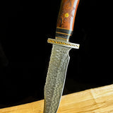 Custom Handmade Damascus Steel Hunting Bowie Knife