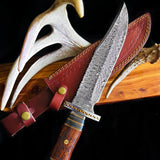 Custom Handmade Damascus Steel Hunting Bowie Knife