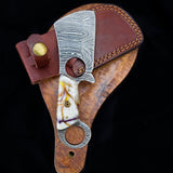 Custom Handmade Damascus Steel Mini Finger Hole Cleaver Knife
