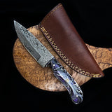 Custom Handmade Raindrop Damascus Steel Hunting Knife