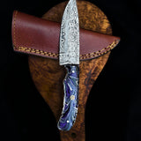 Custom Handmade Raindrop Damascus Steel Hunting Knife