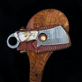 Custom Handmade Damascus Steel Mini Finger Hole Cleaver Knife