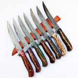 Custom Handmade Damascus Steel Fillet Knife with Epoxy Resin Pine Cone Handle - 13 Inch Length with Leather Sheath