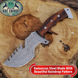 Weyland Tracker Knife – Handmade Damascus Survival Blade with Rosewood Handle
