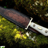 Legendary Western W49 Bowie Knife – Custom Handmade Damascus Steel Blade with Bone Handle
