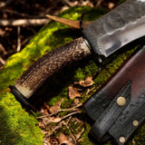 Mountain Stalker Bowie Knife with Antler Handle – 17" Custom Handmade 1095 Steel Blade with Bone Handle