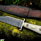 Legendary Western W49 Bowie Knife – Custom Handmade Damascus Steel Blade with Bone Handle
