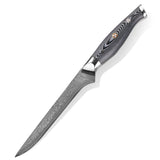 Handmade Damascus Steel Fishing Fillet Knife with G10 Micarta Handle - 13 Inch Overall Length