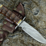 Custom Handmade Damascus Hunting Knife