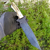 TANTO BLADE DAMASCUS HUNTING KNIFE