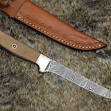 Custom Handmade Damascus Steel Fillet Knife with Rosewood Handle - 11" Overall Length by KBS Knives Store