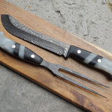 DAMASCUS STEEL STEAK AND FORK KNIFE SET