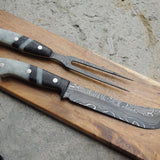 DAMASCUS STEEL STEAK AND FORK KNIFE SET