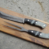 DAMASCUS STEEL STEAK AND FORK KNIFE SET