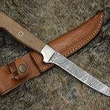 Custom Handmade Damascus Steel Fillet Knife with Rosewood Handle - 11" Overall Length by KBS Knives Store