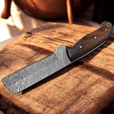 Bull Cutter Knife Sheath – Handmade Damascus Blade & Rosewood Handle | Custom Ranch EDC