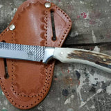 Bull Cutters – Custom Handmade Knife with Antler Handle & Rasp Steel Blade | Outdoor Hunting EDC