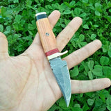 "Exquisite Damascus EDC Skinning Knife | Olive Wood-Brass Guard Handle | 6 Inches | KBS Knives Store"
