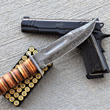 Custom Handmade Feather Pattern Damascus Steel Survival Hunting Knife