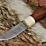 Custom Handmade Damascus Steel Hunting Skinning Knife