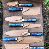 Custom Handmade Damascus Steel Kitchen Knives Set
