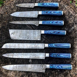 Custom Handmade Damascus Steel Kitchen Knives Set