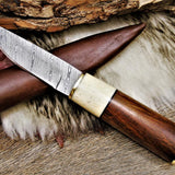 Custom Handmade Damascus Steel Hunting Skinning Knife