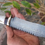 DAMASCUS HUNTING BOWIE KNIFE