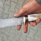 DAMASCUS HUNTING BOWIE KNIFE