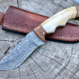 Raindrop Damascus Steel Hunting Skinning Knife