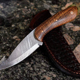 Damascus Steel Gut Hook Hunting Knife