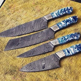 Damascus Kitchen Knives Set