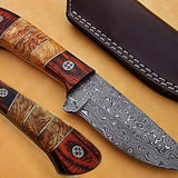 Raindrop Damascus Skinning Knife