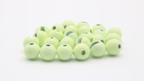 Slotted tungsten beads, round light green beads with central through-hole