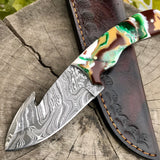 Damascus Guthook Knife