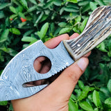 Deer Antler Guthook Skinning Knife